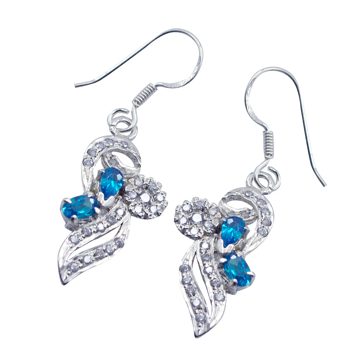 Multi CZ Japanese Ella multiple Dangle multicolor 925 Sterling Silver Earring - Image 2