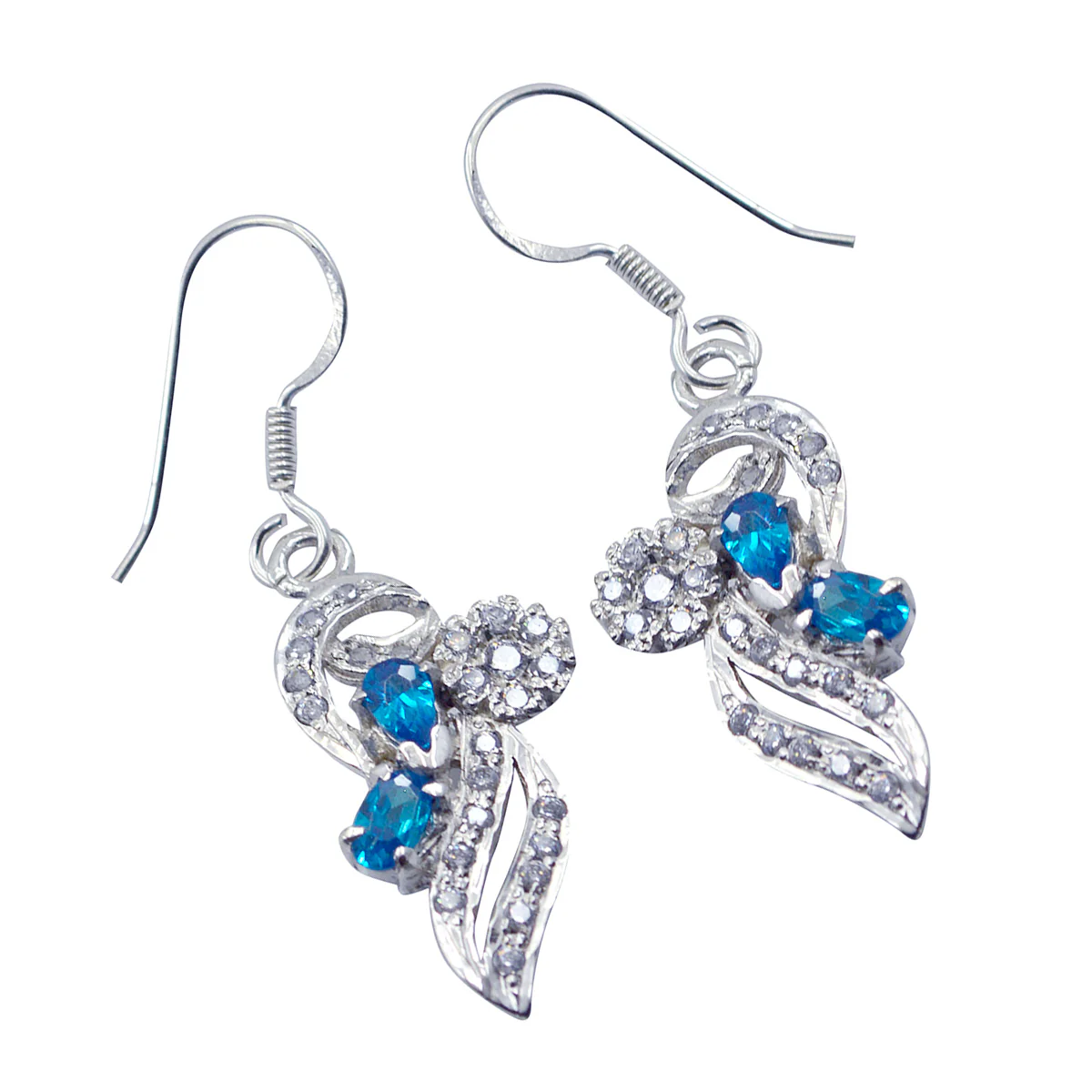 Multi CZ Japanese Ella multiple Dangle multicolor 925 Sterling Silver Earring - Image 3