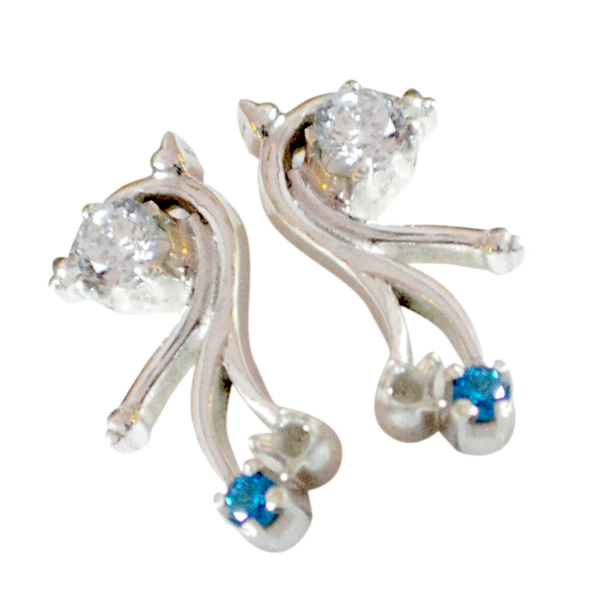 Multi CZ Japanese Renata multiple Stud multicolor 92.5 Silver Earring - Image 3