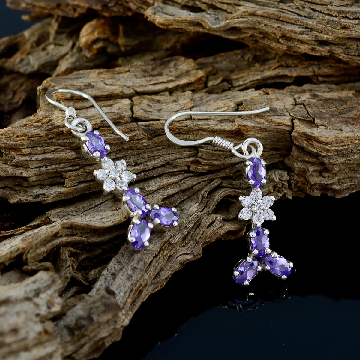 Multi CZ Middle Eastern Emily multiple Dangle multicolor 925 Silver Earring - Image 3