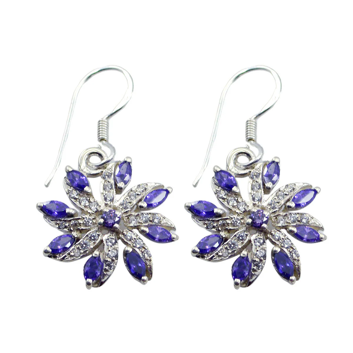 Multi CZ Middle Eastern Ines multiple Dangle multicolor 925 Sterling Silver Earring