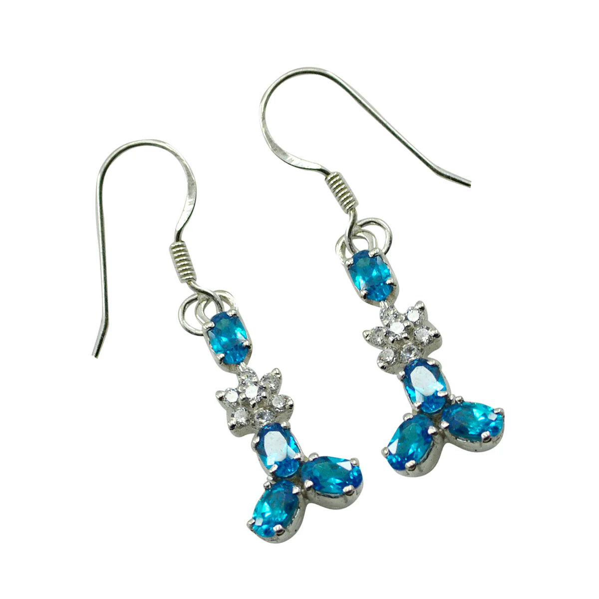 Multi CZ Spanish Bianca multiple Dangle multicolor Sterling Silver Earring - Image 3
