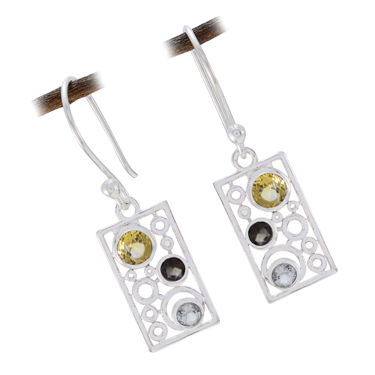 Multi Egyptian Aisha multiple Dangle multicolor 925 Sterling Silver Earring - Image 2