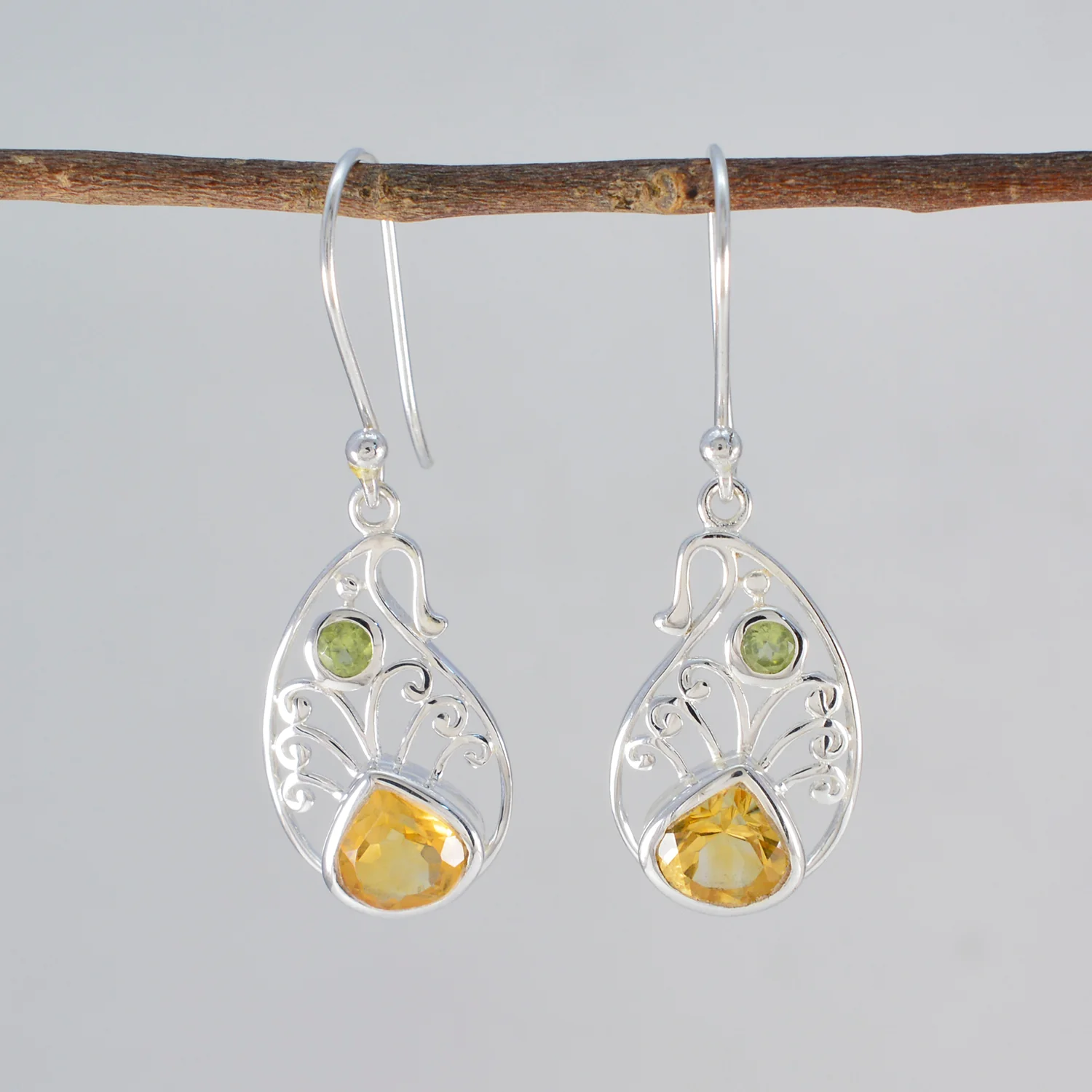 Multi Egyptian Ellie multiple Dangle multicolor 925 Sterling Silver Earring - Image 2