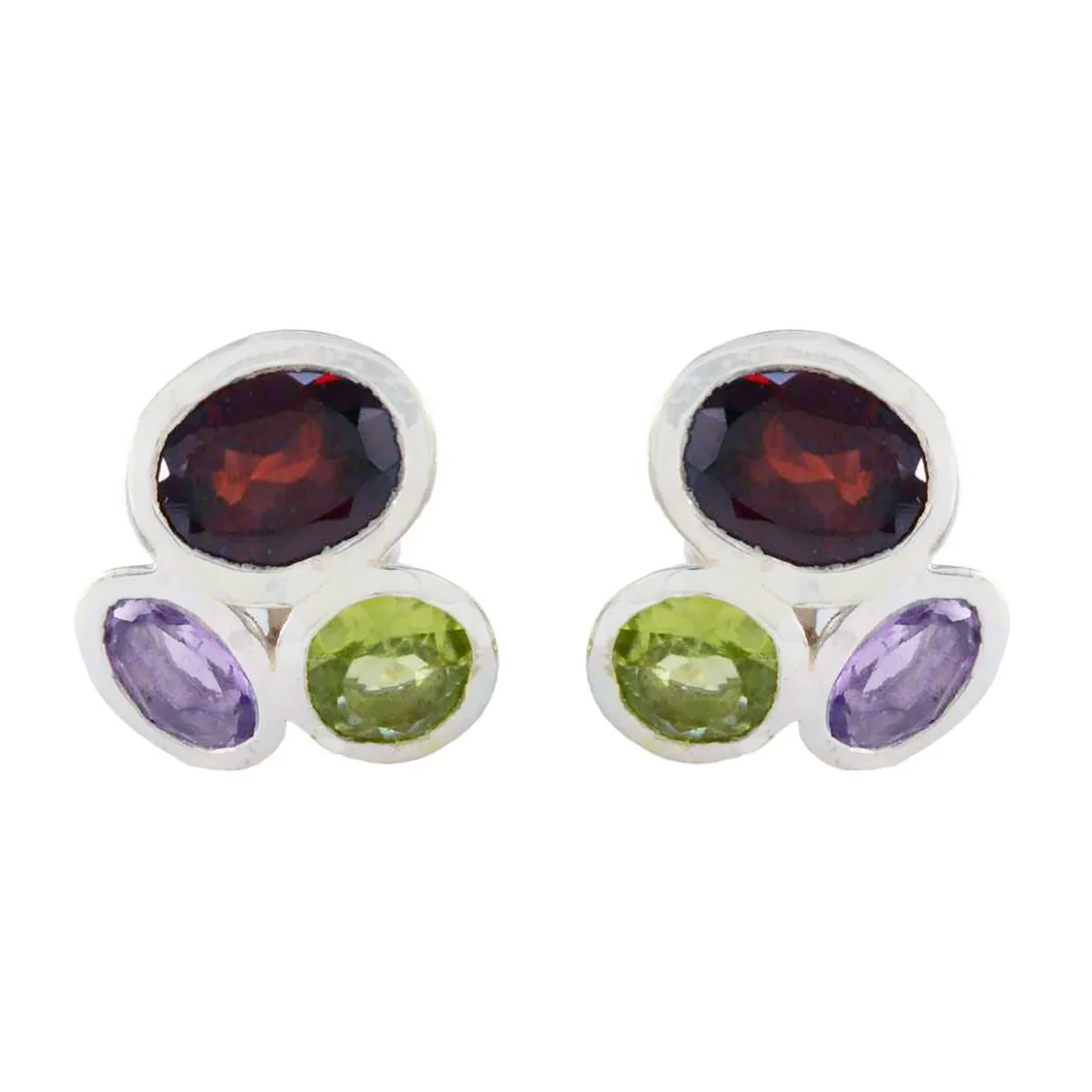 Multi Egyptian Hannah multiple Stud multicolor Silver Earring