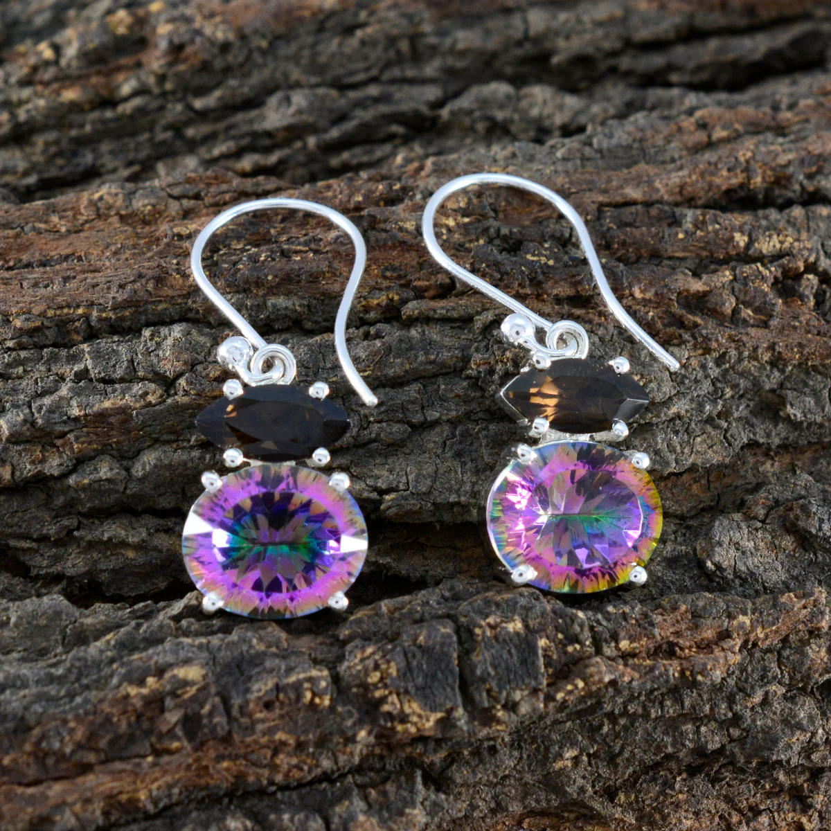 Multi Egyptian Ling multiple Dangle multicolor Silver Earring - Image 3