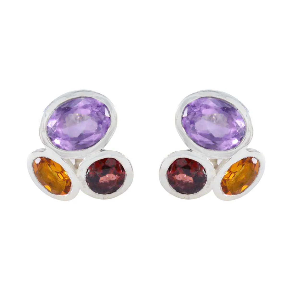 Multi Egyptian Nora multiple Stud multicolor Sterling Silver Earring