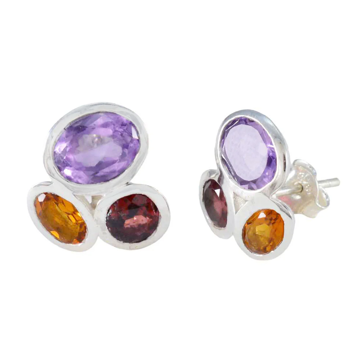 Multi Egyptian Nora multiple Stud multicolor Sterling Silver Earring - Image 2