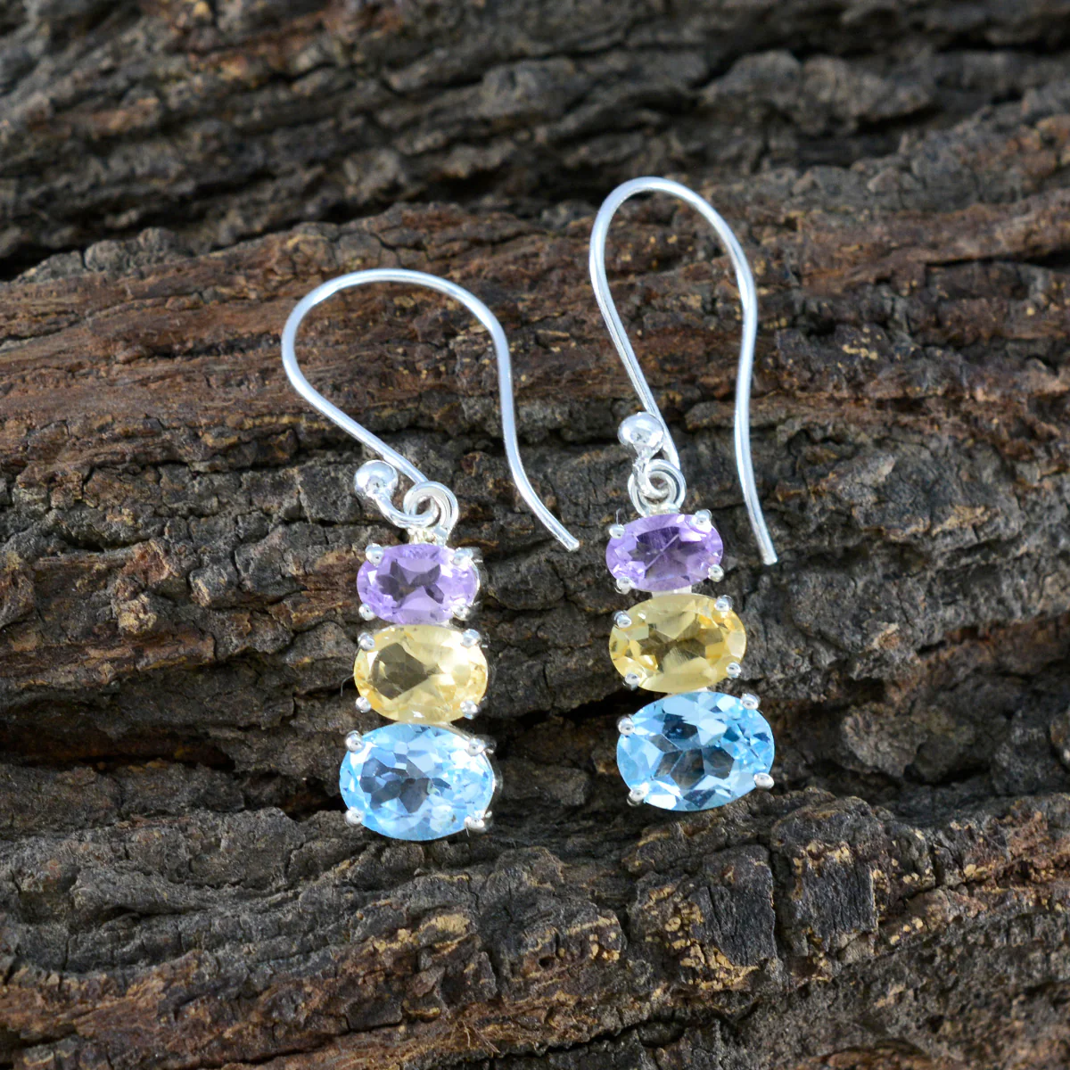 Multi Egyptian Zoey multiple Dangle multicolor Sterling Silver Earring - Image 3