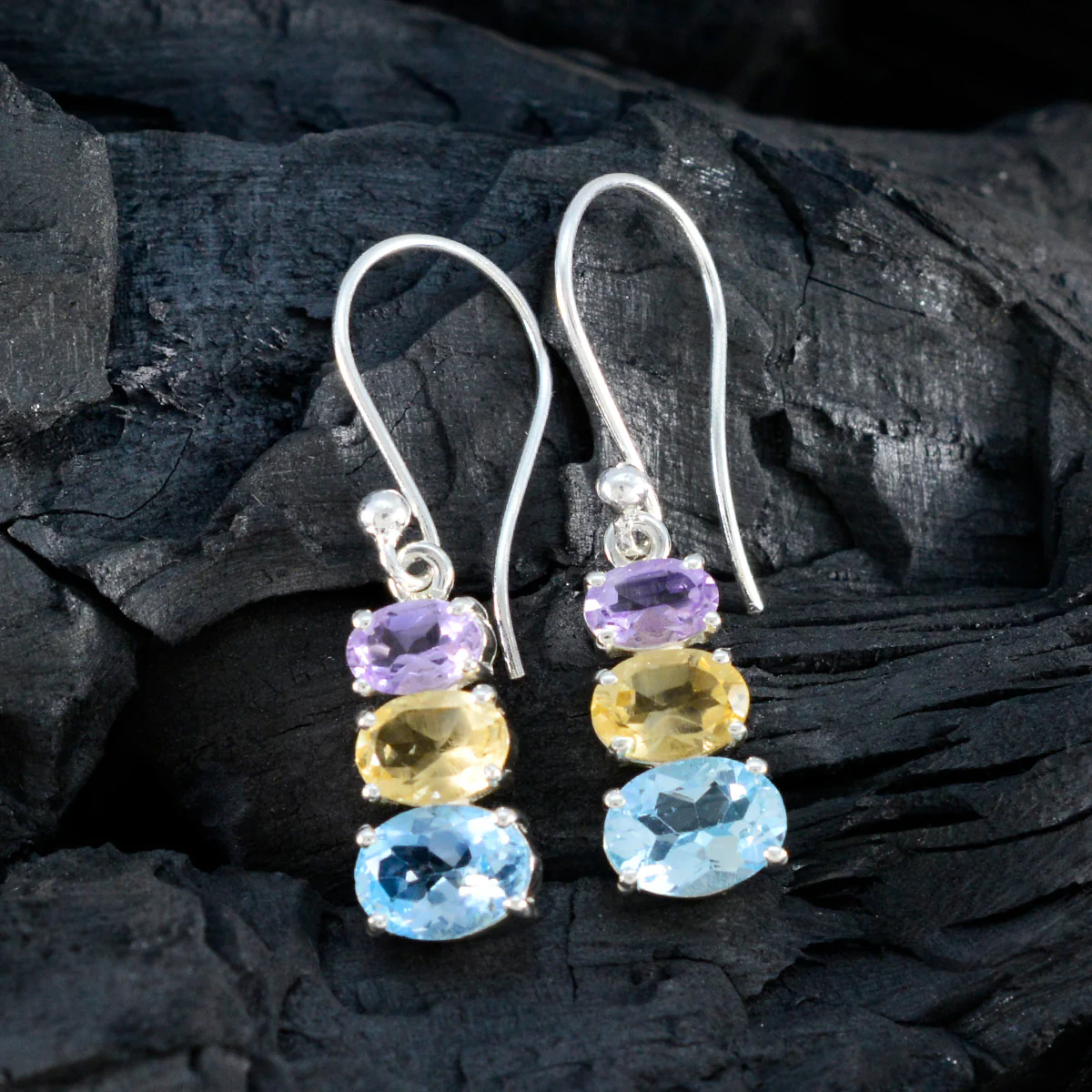 Multi Egyptian Zoey multiple Dangle multicolor Sterling Silver Earring - Image 4