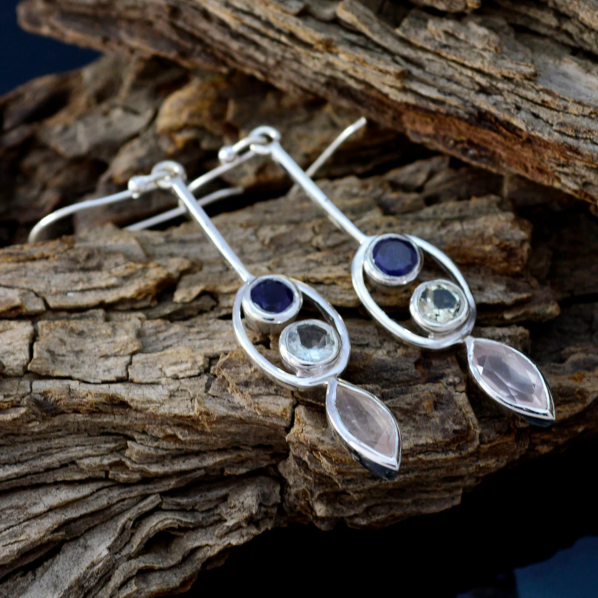 Multi French Hana multiple Dangle multicolor 92.5 Silver Earring - Image 3