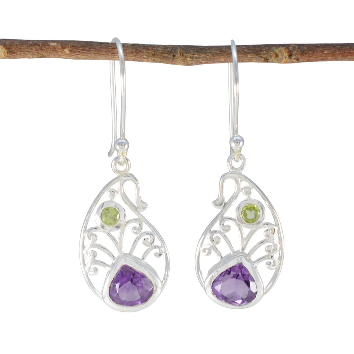 Multi French Hanna multiple Dangle multicolor Silver Earring