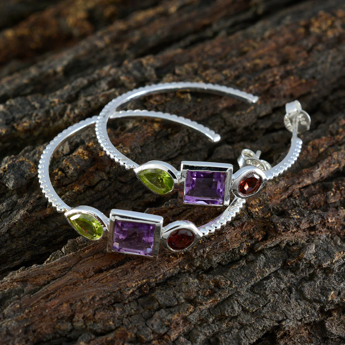 Multi French Hye-jin Trilogy Stud multicolor Silver Earring - Image 3
