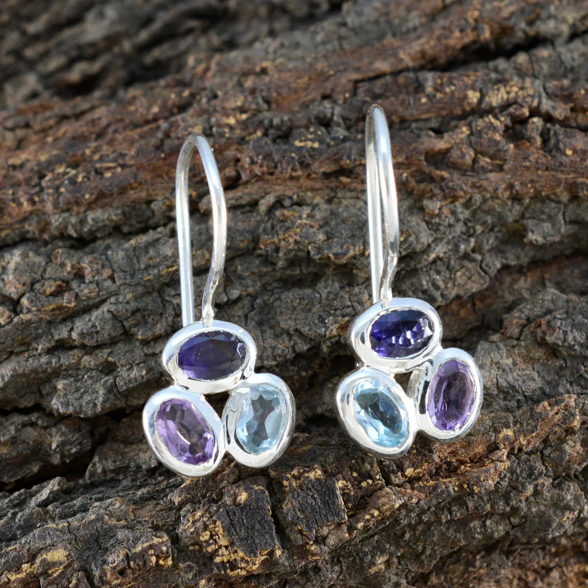 Multi French Rosa Trilogy Dangle multicolor Sterling Silver Earring - Image 3