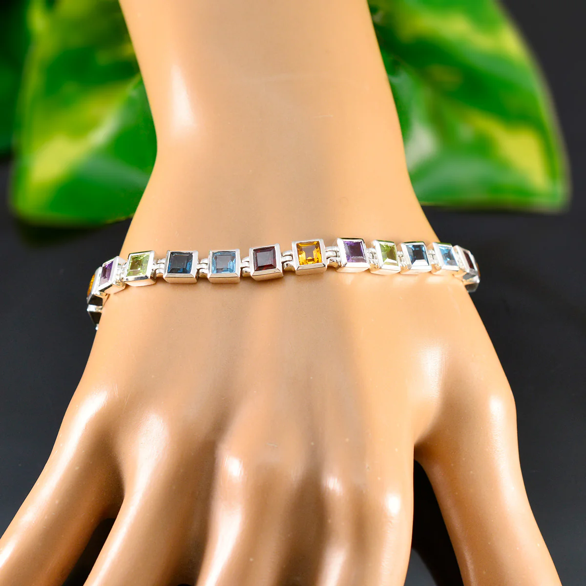 Multi Gemstone Remembrance Day Classic multicolor 925 Silver Tennis Bracelet - Image 6