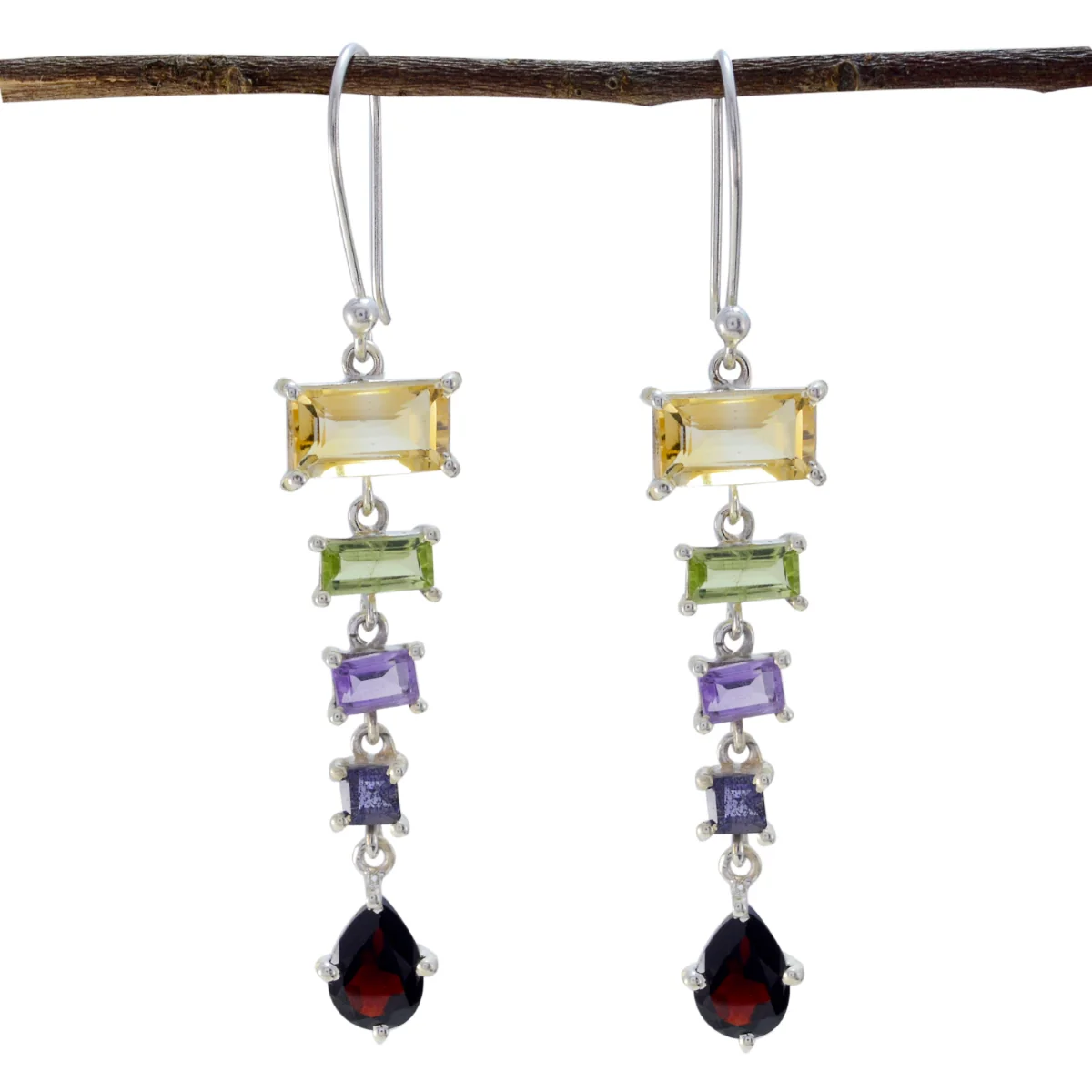 Multi German Audrey multiple Dangle multicolor Sterling Silver Earring