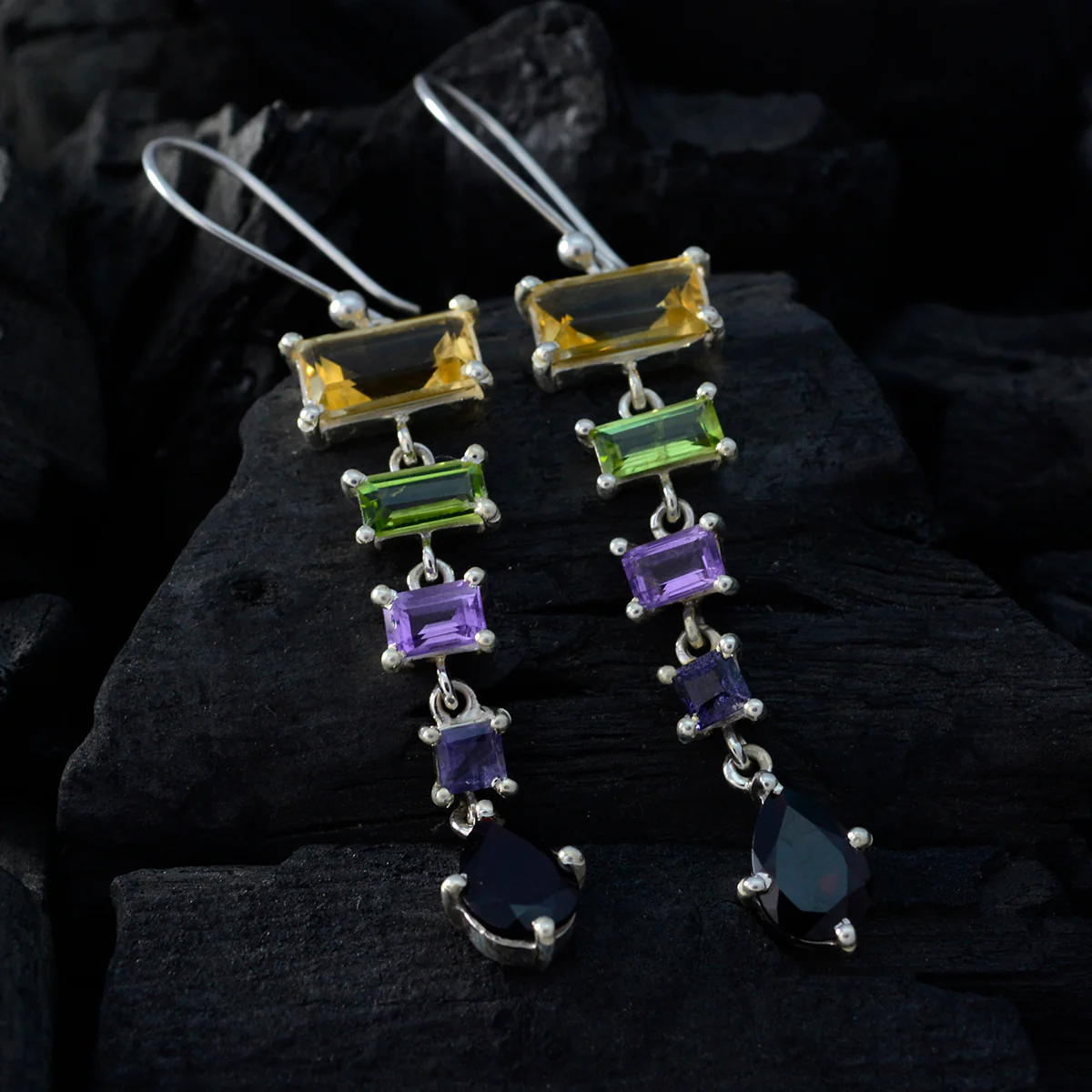 Multi German Audrey multiple Dangle multicolor Sterling Silver Earring - Image 2