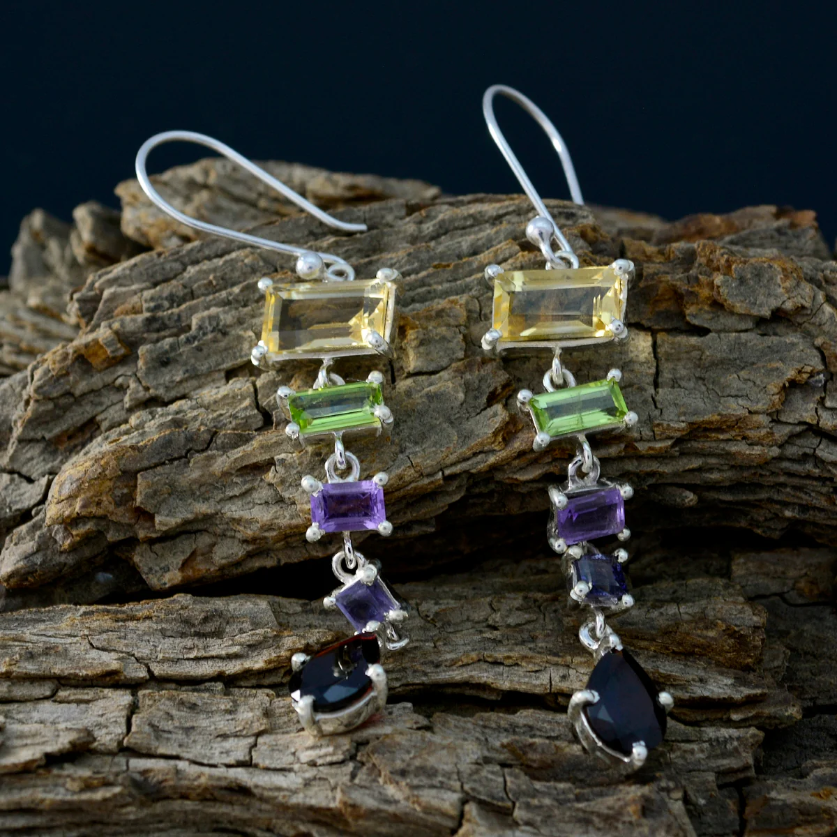 Multi German Audrey multiple Dangle multicolor Sterling Silver Earring - Image 3