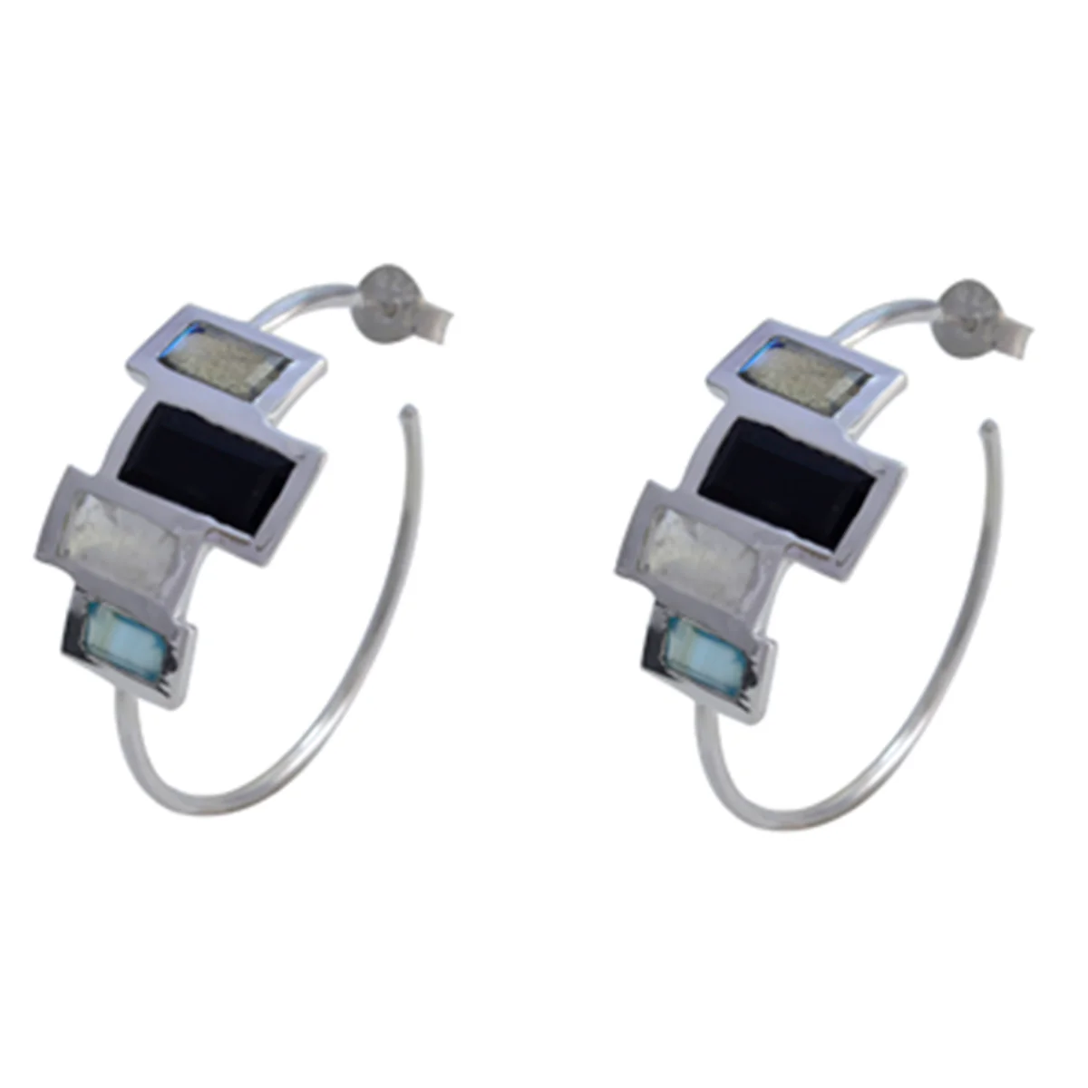 Multi German Bianca multiple Stud multicolor Sterling Silver Earring