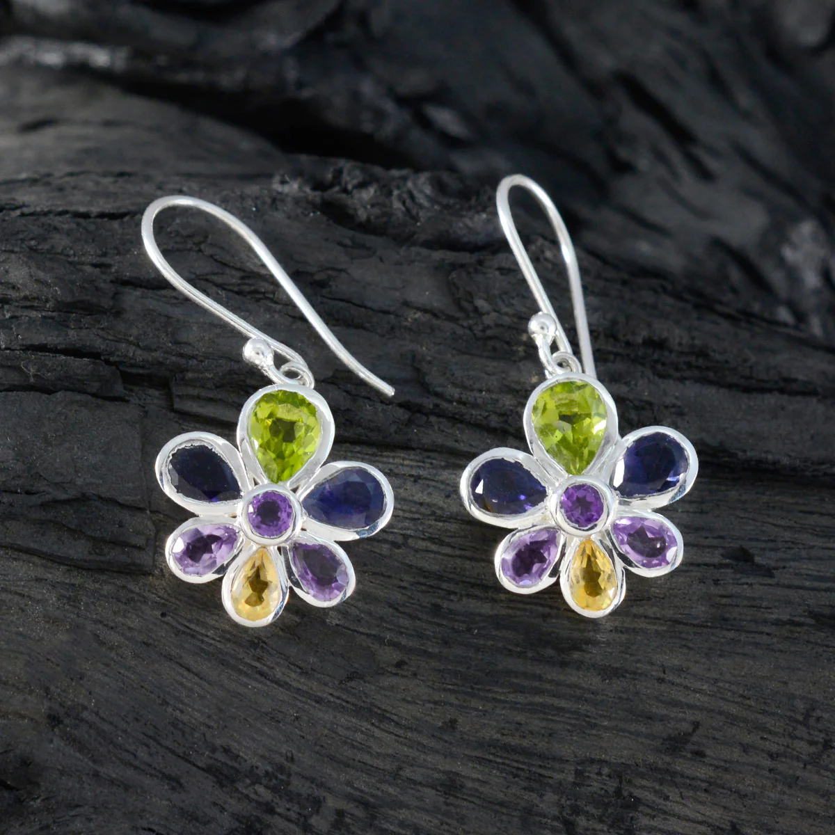 Multi German Joaquina multiple Dangle multicolor 925 Sterling Silver Earring - Image 2
