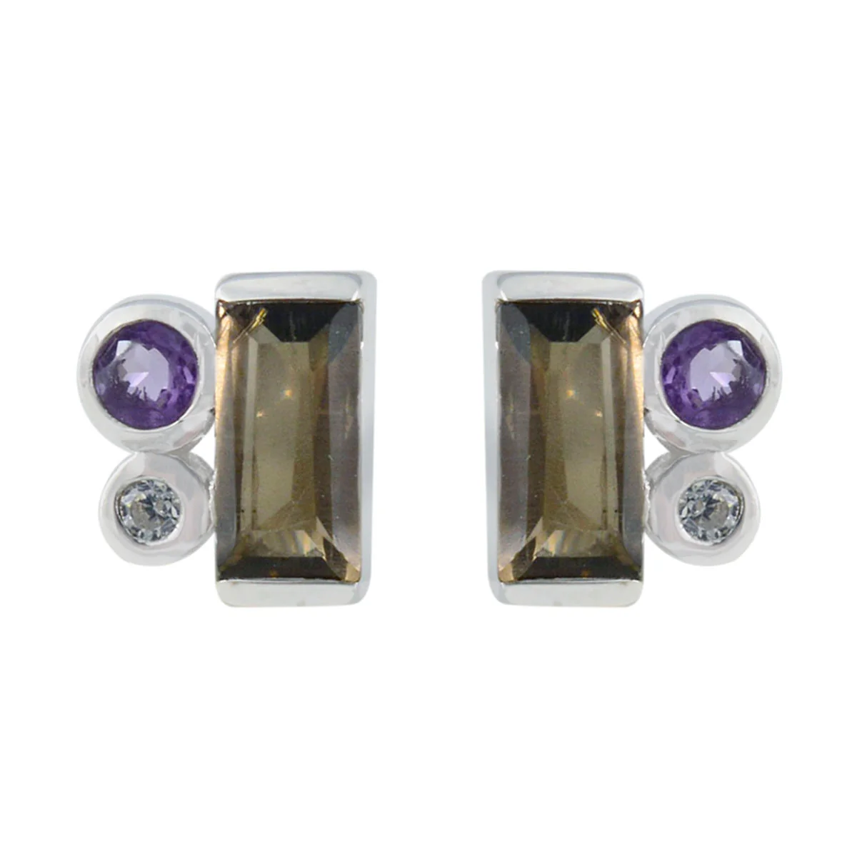 Multi German Milagros Trilogy Stud multicolor Silver Earring