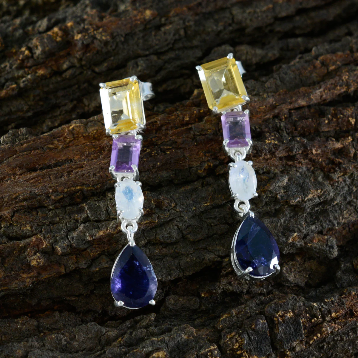 Multi German Paula quarter Stud multicolor Sterling Silver Earring - Image 3
