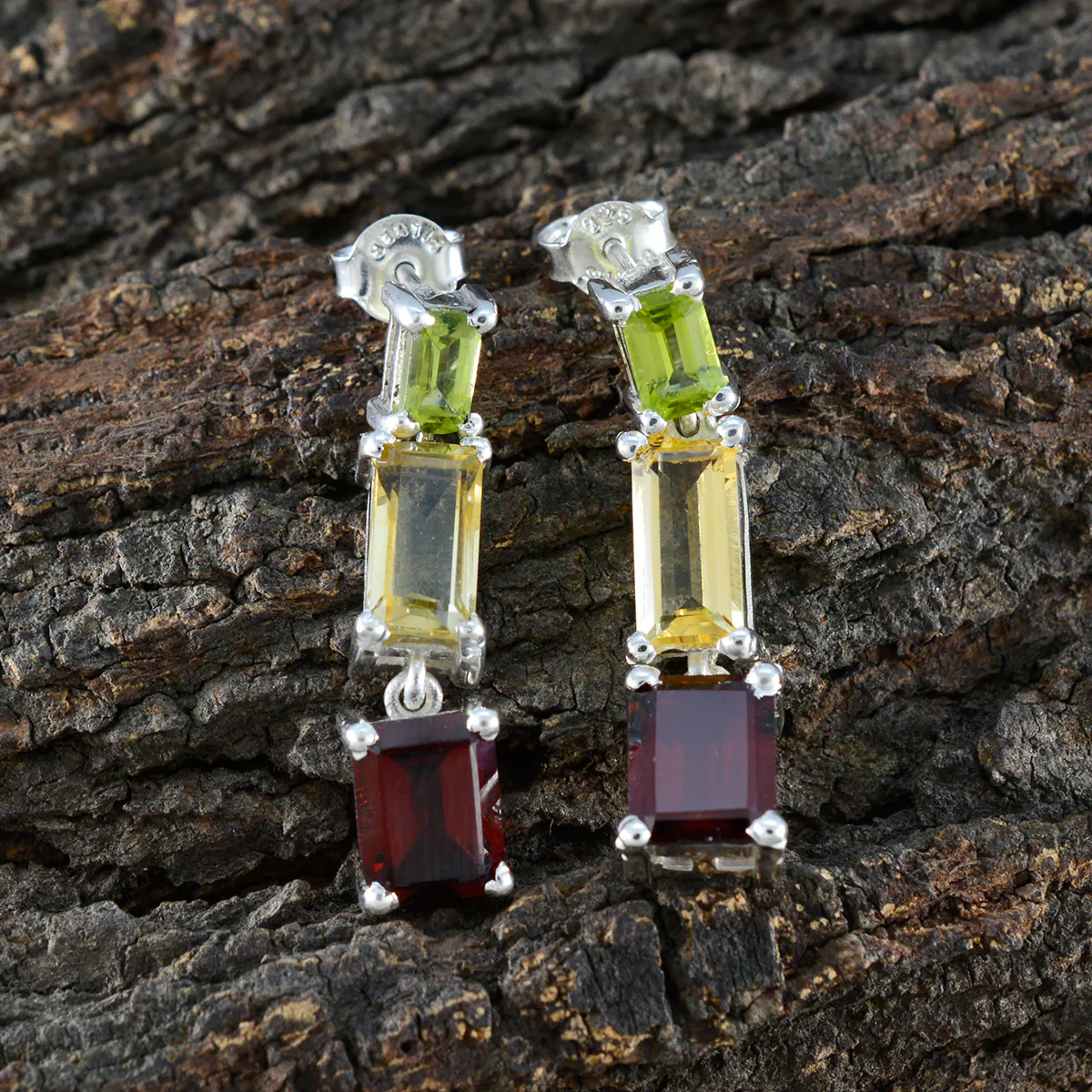 Multi German Sara Trilogy Stud multicolor 925 Silver Earring - Image 3