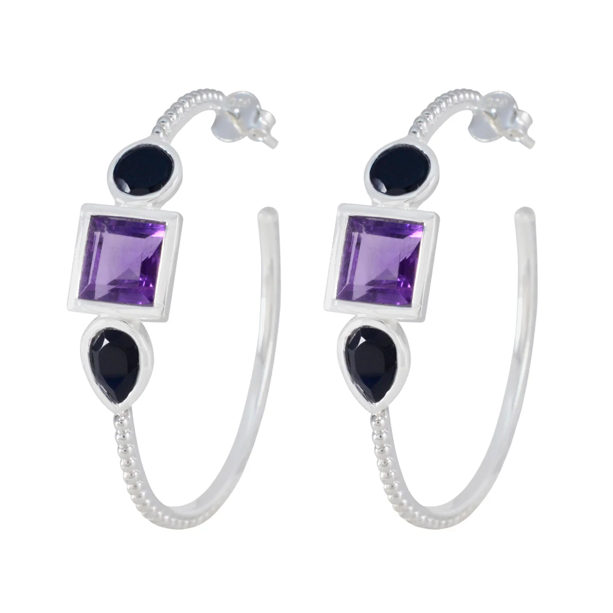 Multi German Violet Trilogy Stud multicolor Silver Earring