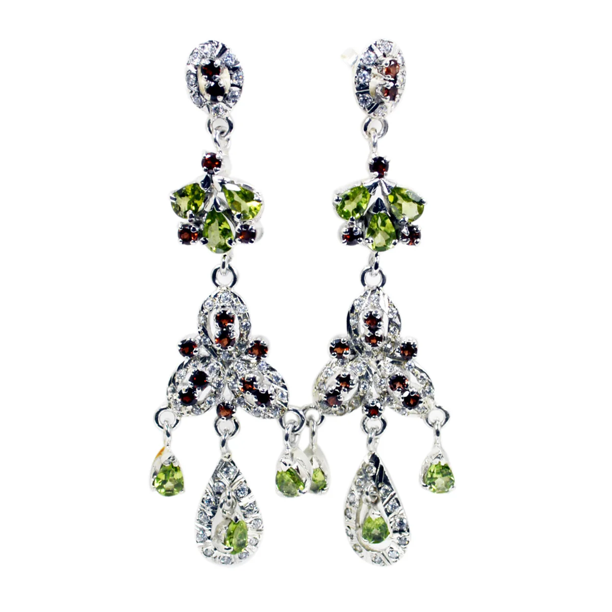 Multi Indian Ananya multiple Stud multicolor Sterling Silver Earring - Image 2