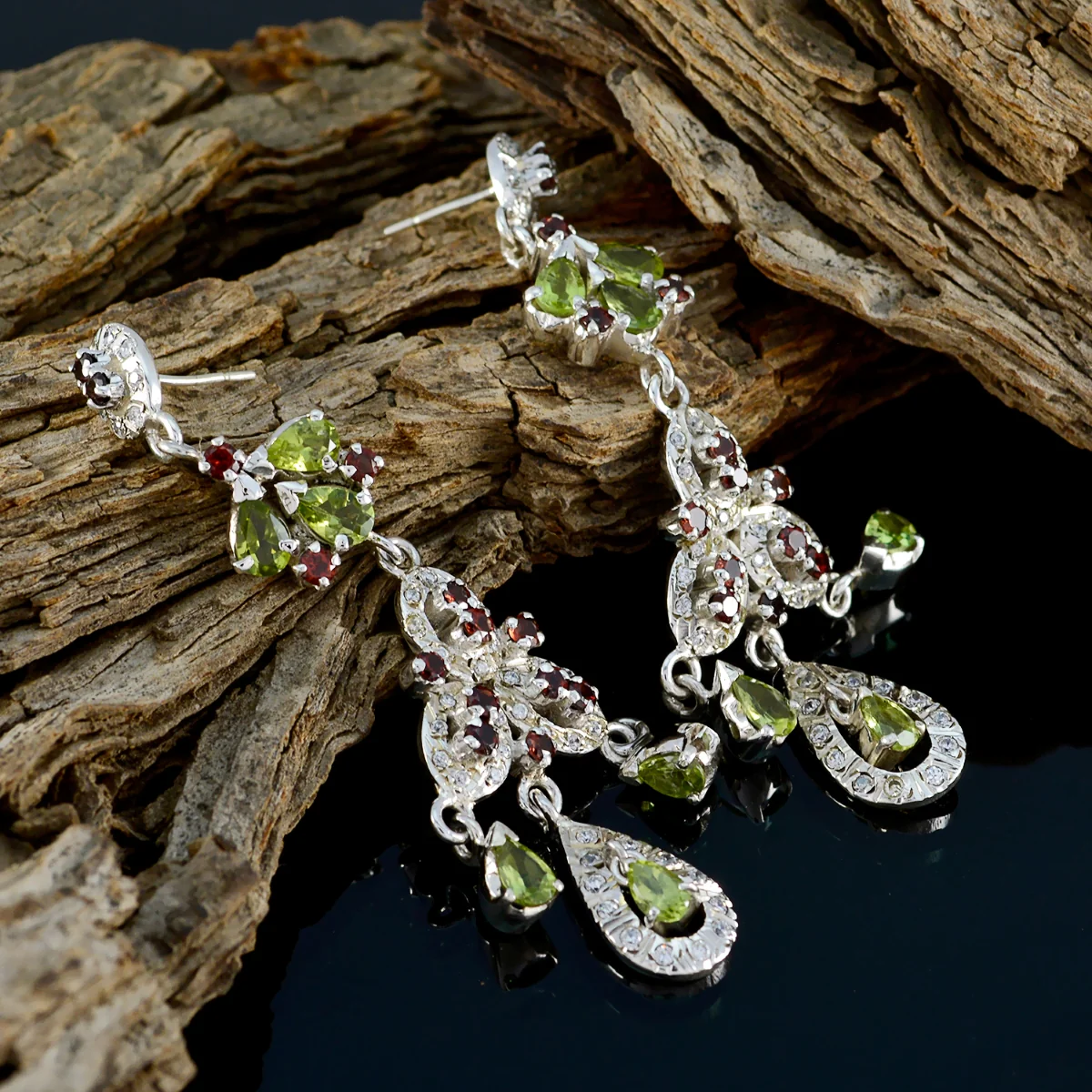 Multi Indian Ananya multiple Stud multicolor Sterling Silver Earring - Image 3