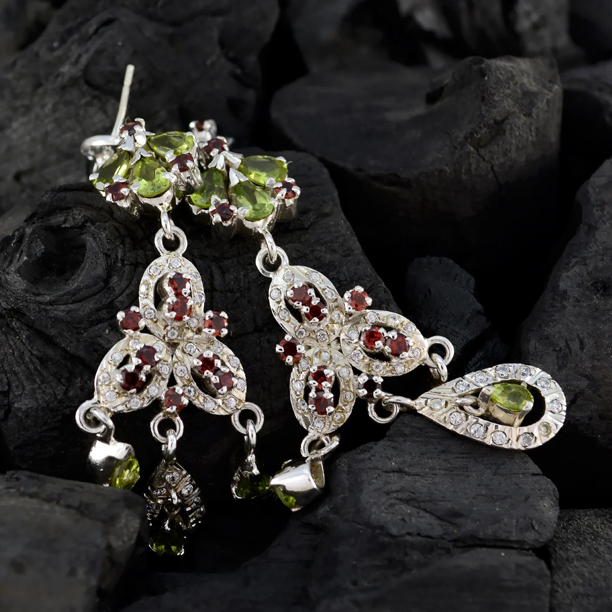 Multi Indian Ananya multiple Stud multicolor Sterling Silver Earring - Image 4