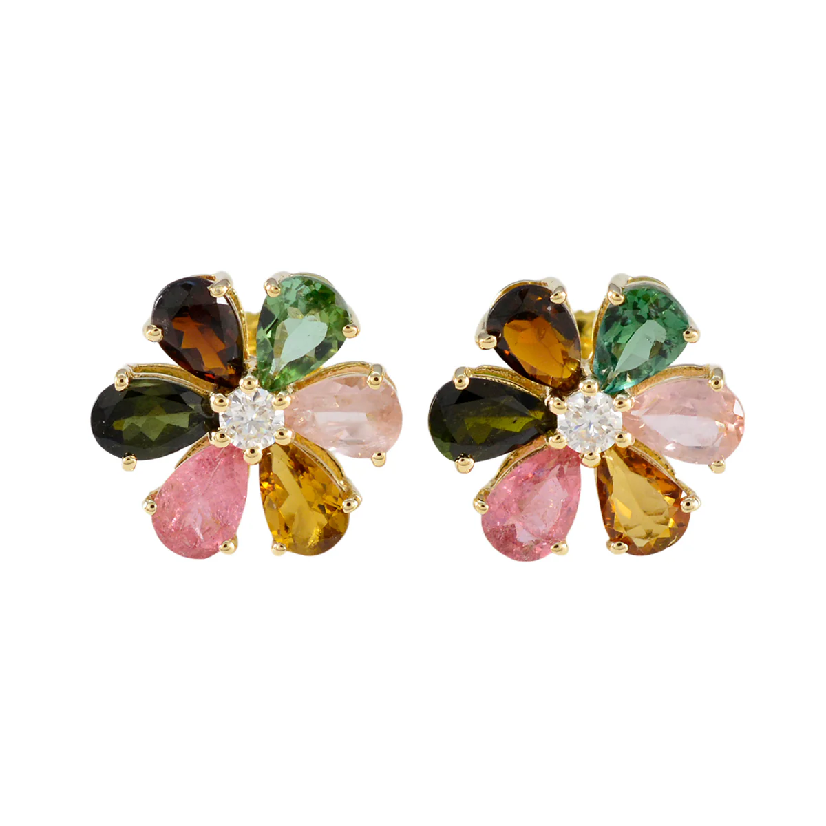 Multi Indian Ayesha multiple Stud multicolor Silver Earring