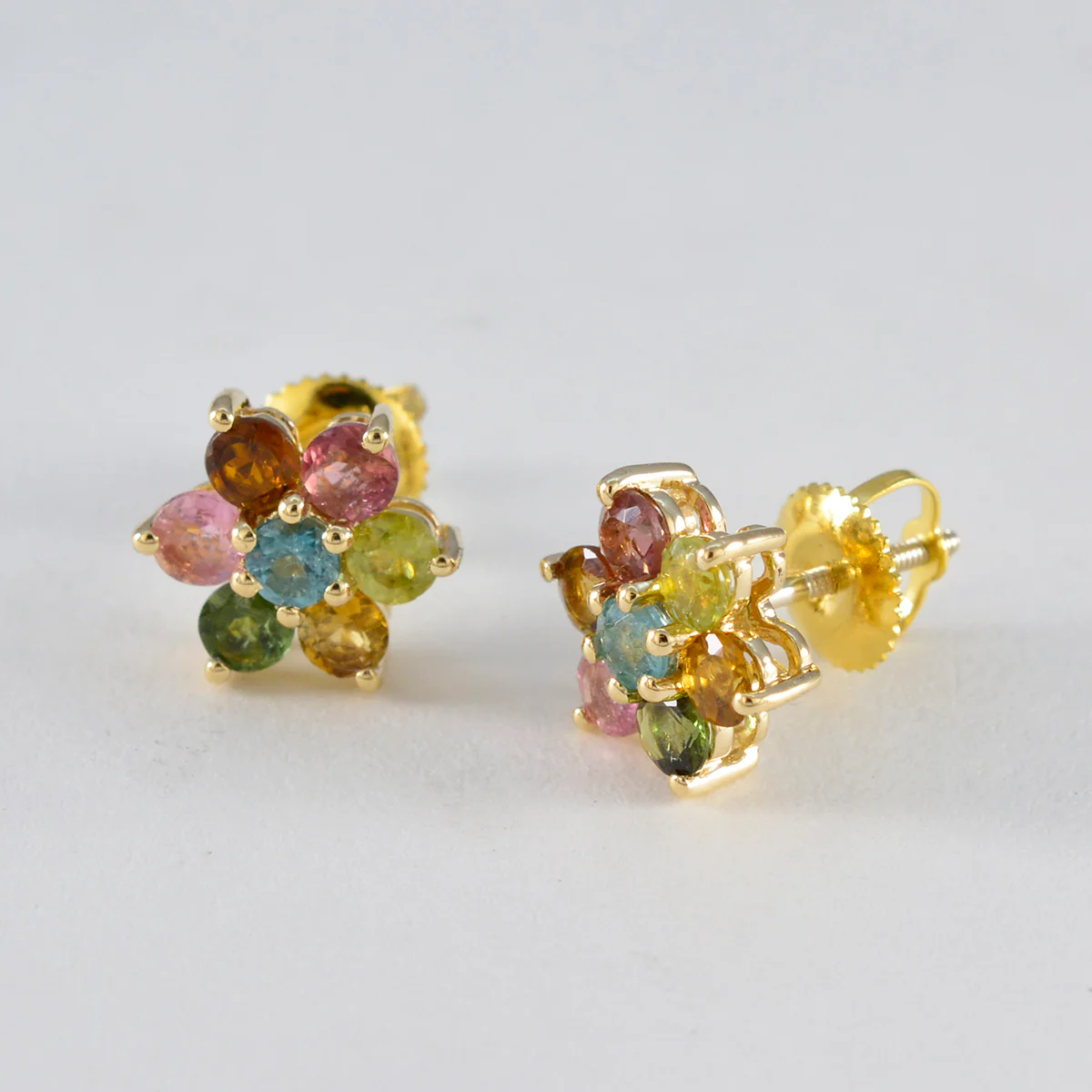 Multi Indian Dewi multiple Stud multicolor Sterling Silver Earring - Image 2