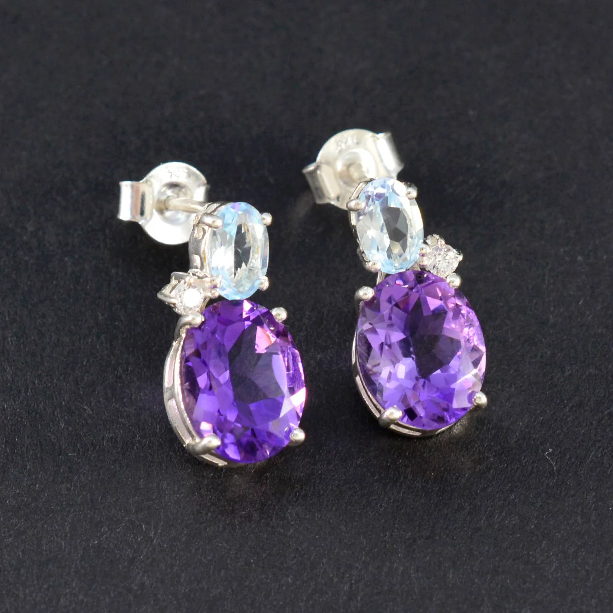Multi Indian Kristine multiple Stud multicolor 92.5 Silver Earring - Image 2