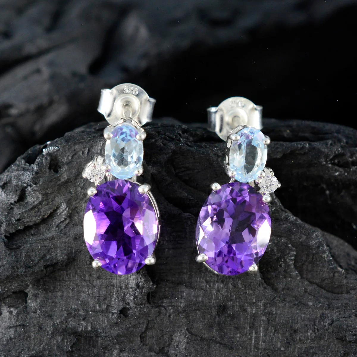 Multi Indian Kristine multiple Stud multicolor 92.5 Silver Earring - Image 3