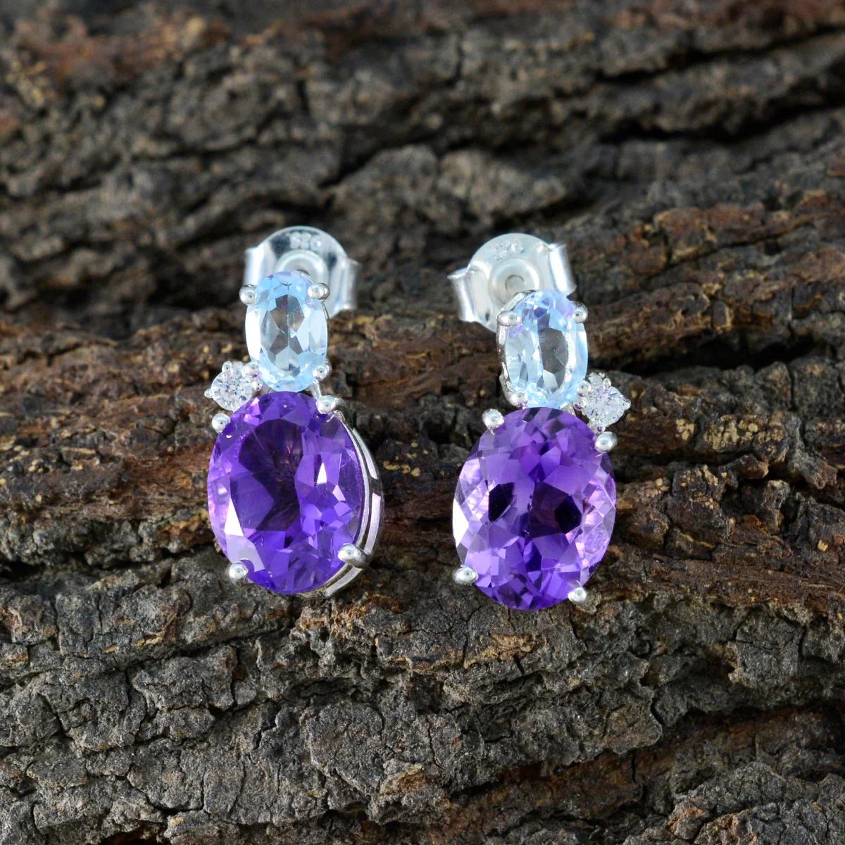 Multi Indian Kristine multiple Stud multicolor 92.5 Silver Earring - Image 4