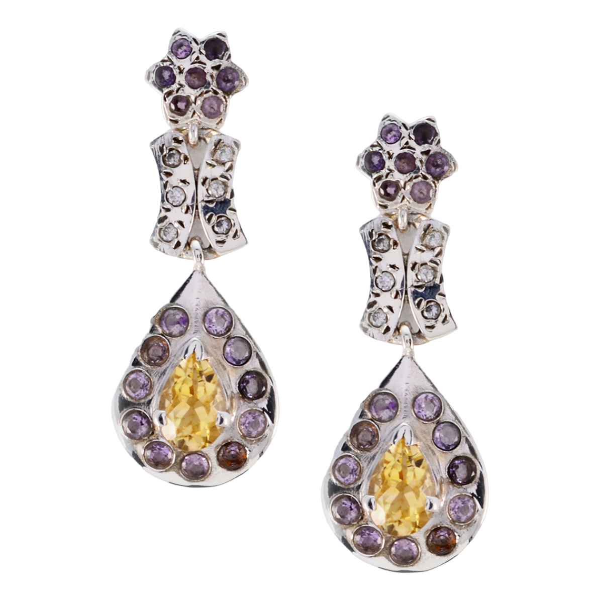 Multi Indian Kristine multiple Stud multicolor Sterling Silver Earring - Image 2