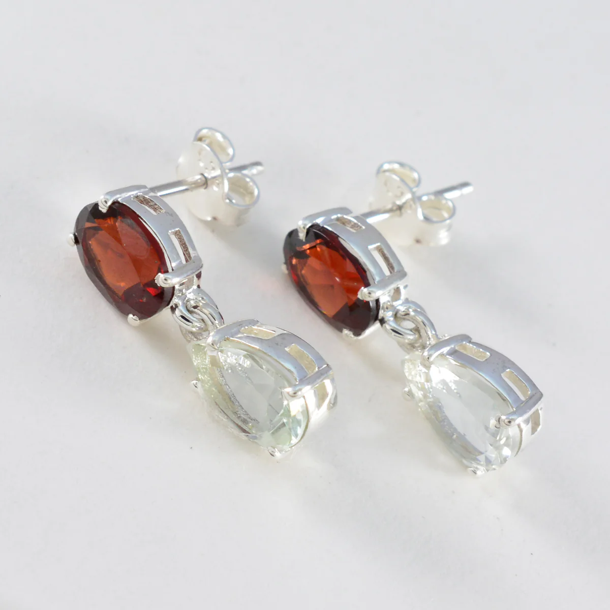 Multi Indian Lakshmi multiple Stud multicolor 925 Sterling Silver Earring - Image 2