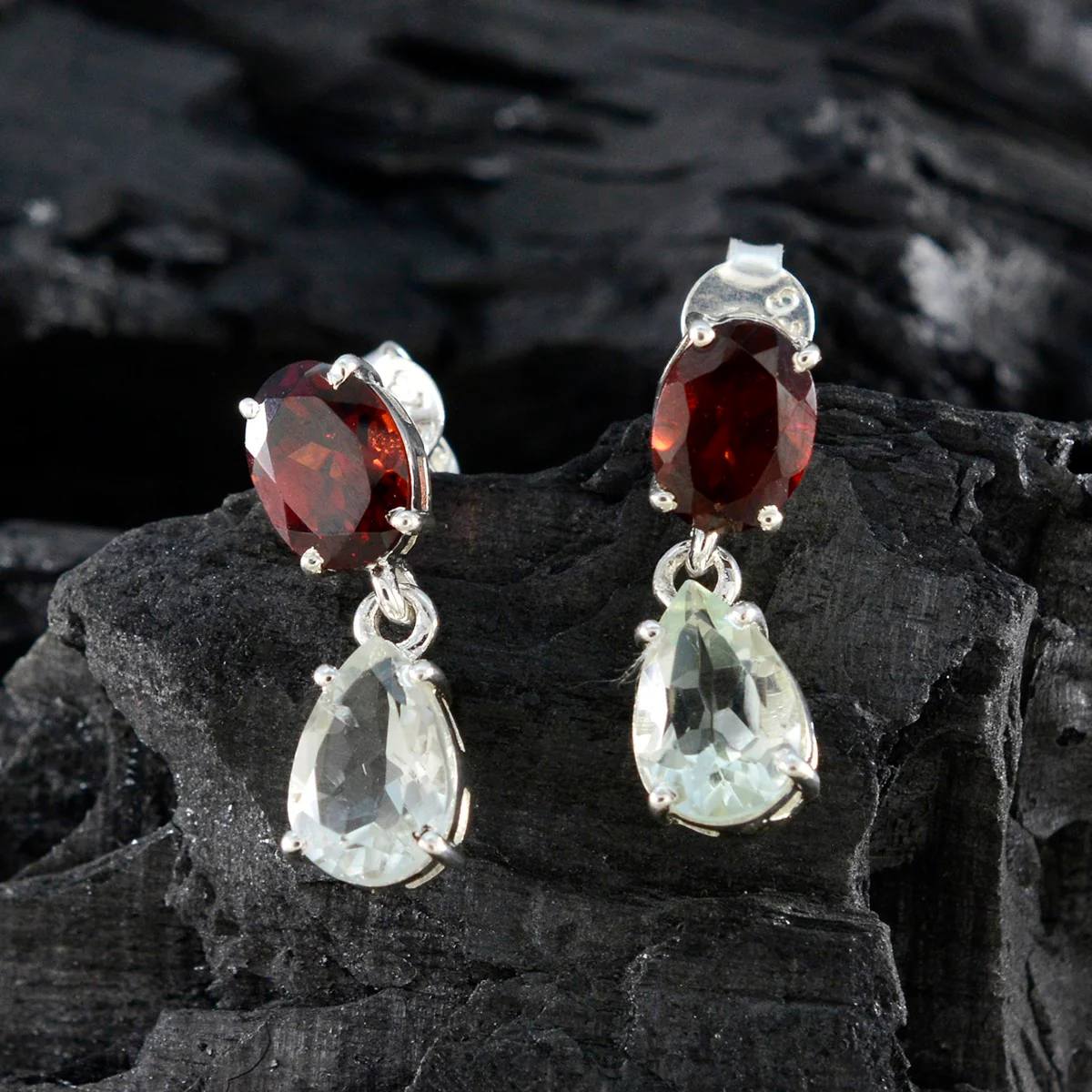 Multi Indian Lakshmi multiple Stud multicolor 925 Sterling Silver Earring - Image 3