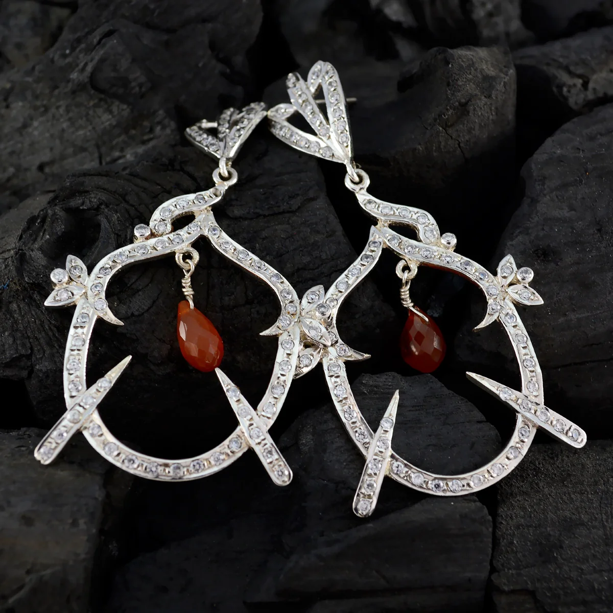 Multi Indian Maria multiple Stud multicolor 925 Silver Earring - Image 4