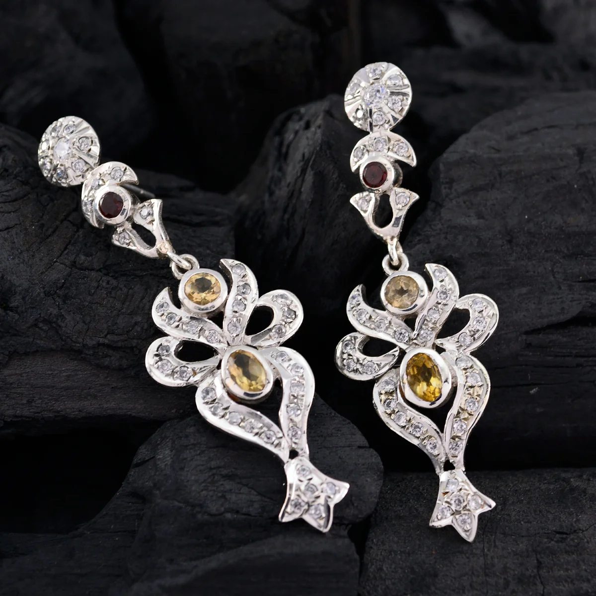 Multi Indian Zara multiple Stud multicolor Silver Earring - Image 4