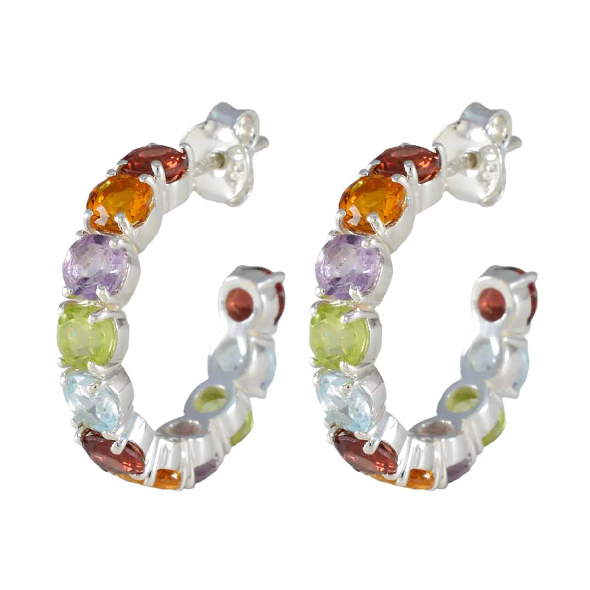 Multi Italian Lorena multiple Stud multicolor Silver Earring