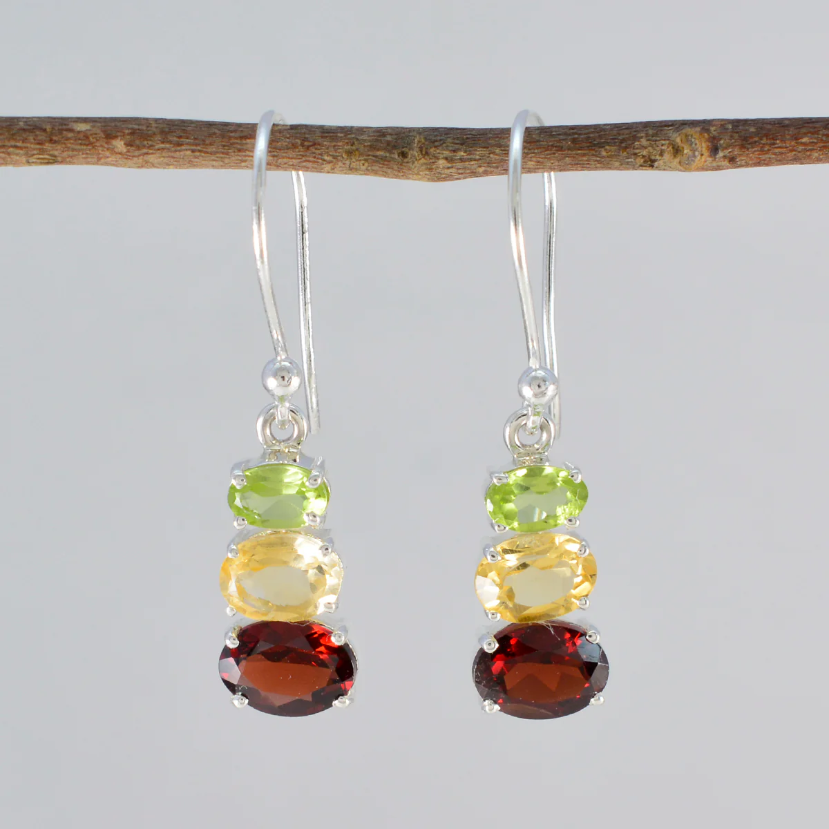 Multi Italian Skylar multiple Dangle multicolor Silver Earring - Image 2