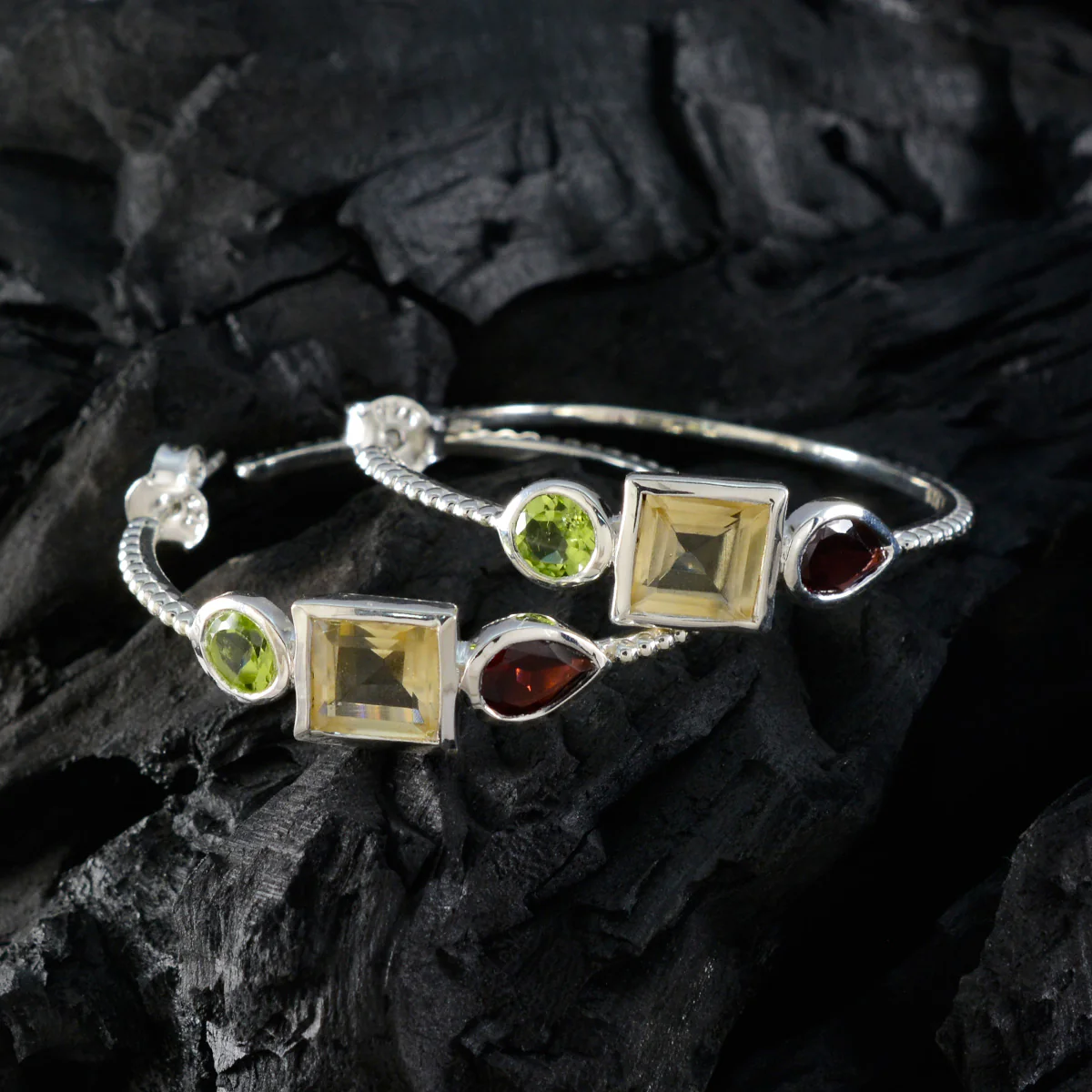 Multi Japanese Chen Trilogy Stud multicolor 925 Silver Earring - Image 2