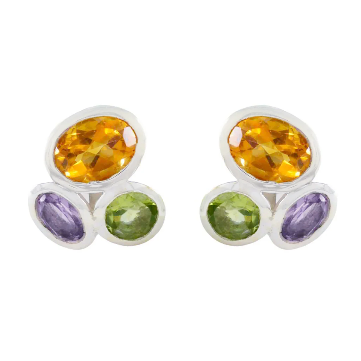 Multi Japanese Ida multiple Stud multicolor 92.5 Silver Earring