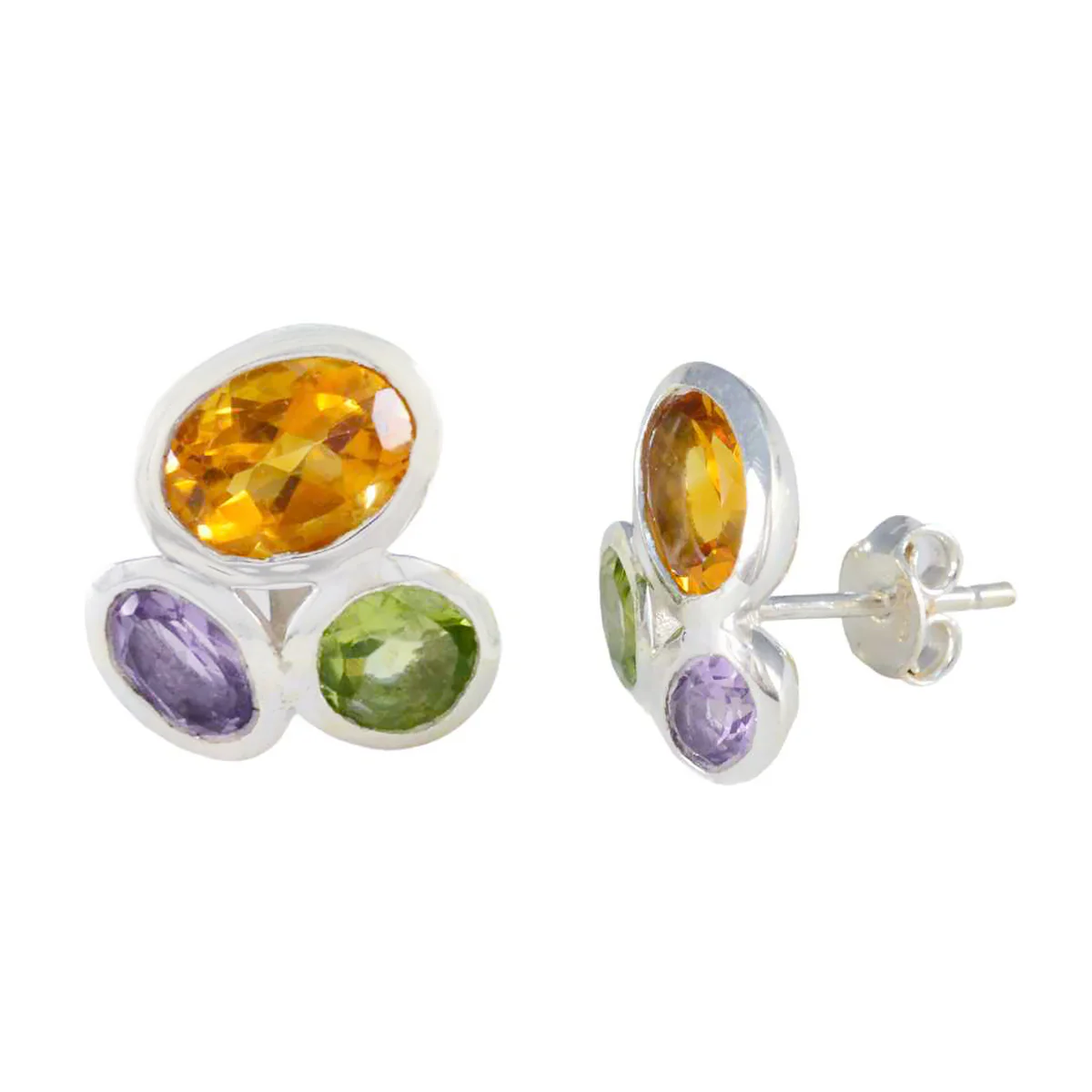 Multi Japanese Ida multiple Stud multicolor 92.5 Silver Earring - Image 2