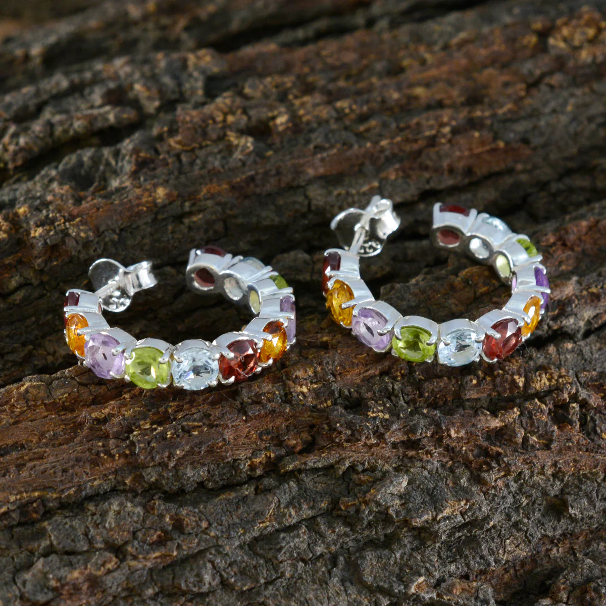 Multi Japanese Julieta multiple Stud multicolor 92.5 Silver Earring - Image 3