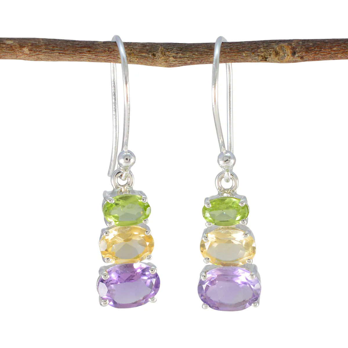 Multi Japanese Savannah multiple Dangle multicolor 92.5 Silver Earring