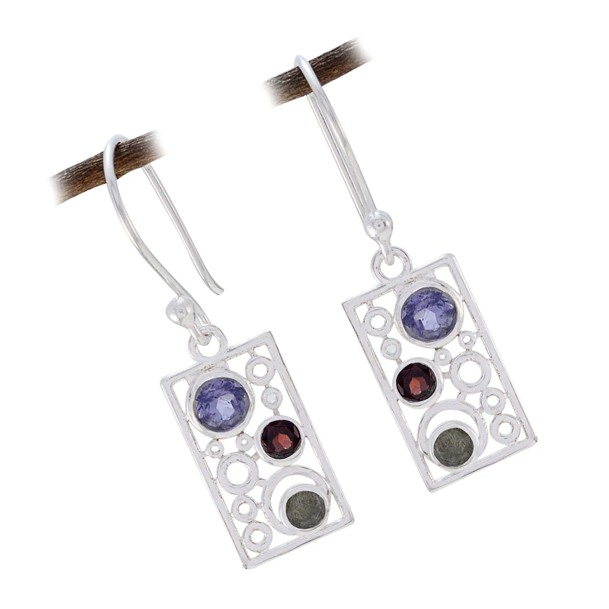 Multi Korean Alina multiple Dangle multicolor Sterling Silver Earring - Image 2