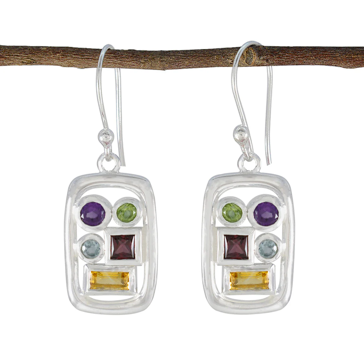 Multi Korean Florencia Penta Dangle multicolor 925 Sterling Silver Earring